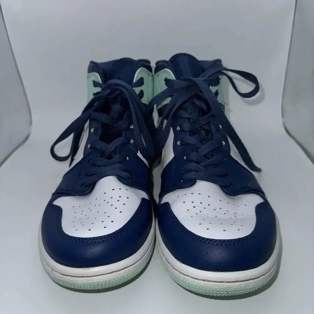 Nike Air Jordan 1 Mid Blue Mint Mystic Navy White Men’s Size 8 554724-413
